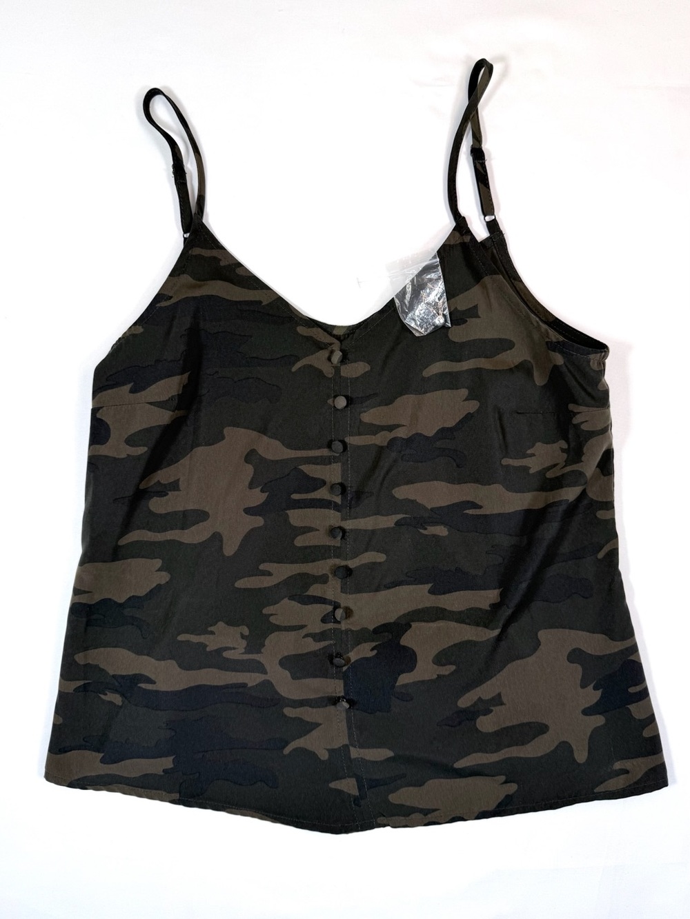 NWOT SANCTUARY Women’s XS Camo Tank Top Adjustable Strap Button Front Streetwear